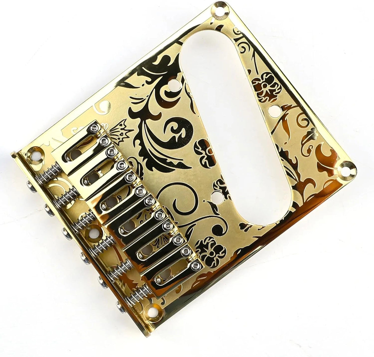 Gold Engraved Steel Guitar Bridge Fit Telecaster Tele