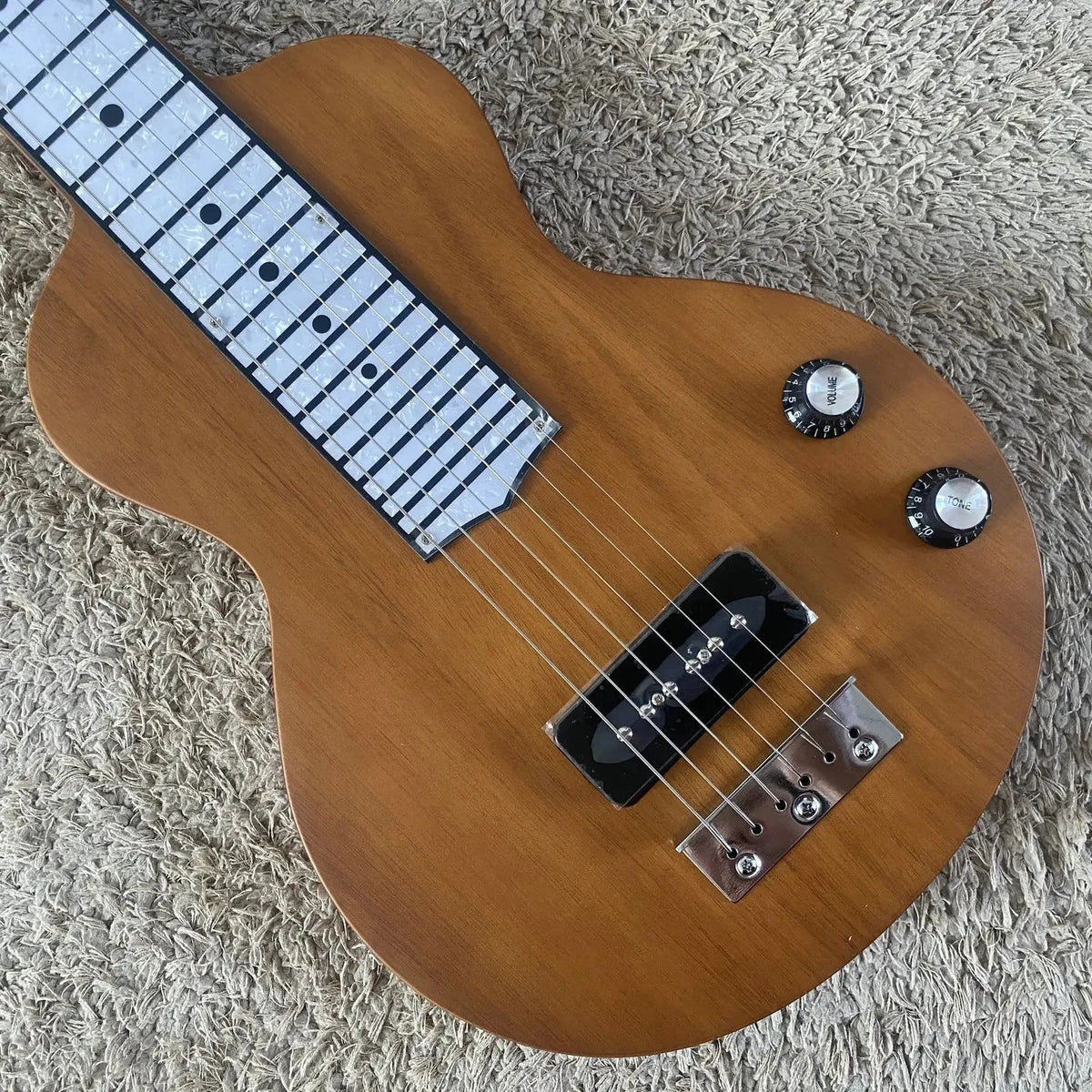 Natural Finish Lap Steel Guitar L596, Okoume Body, P90 Pickup