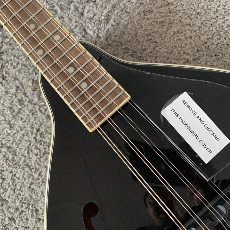 Black 8 String Mandolin, Maple Body, Mahogany Neck, Rosewood Fingerboard