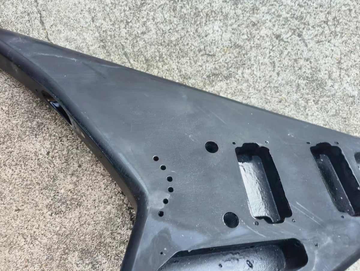 Black HH Guitar Solid Body For Flying V Guitars, String Through Bridge