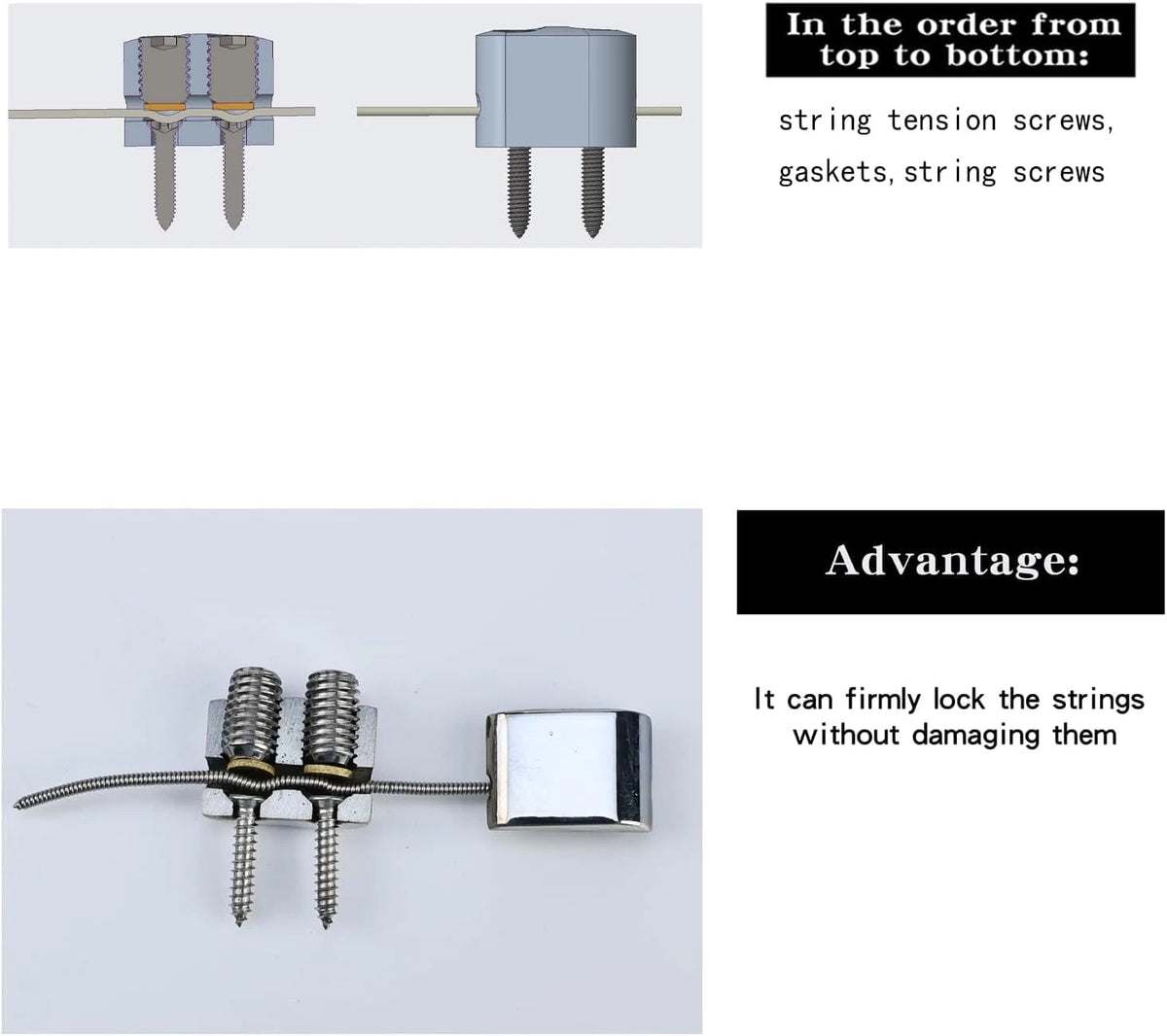 5 String Headless Bass String Lock Retainer Clamps