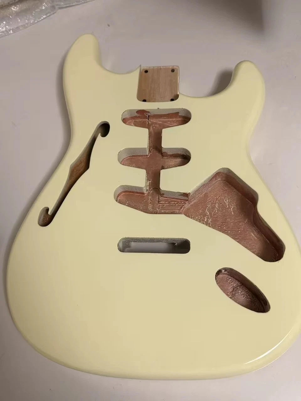 Semi Hollow Alder Guitar Body, Vintage Cream Fit ST