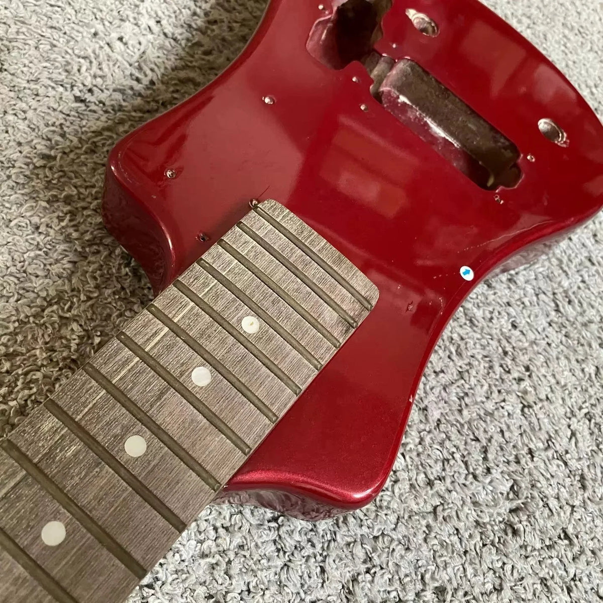 Red Mini Electric Guitar Kit, 24-Fret Reverse-Headst<wbr/>ock DIY Project