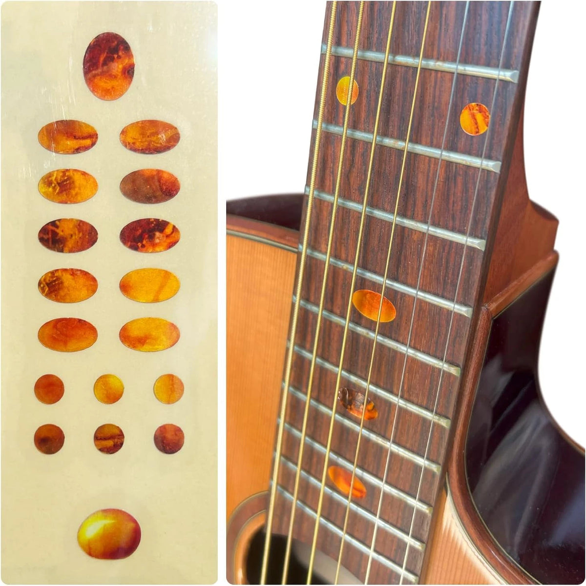 Amber Guitar Bass Fretboard Fret Markers Inlay Dots Stickers
