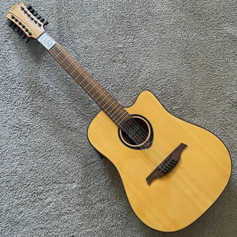 LAG 12-String Acoustic Electric Guitar, Mahogany Neck, Rosewood Fingerboard