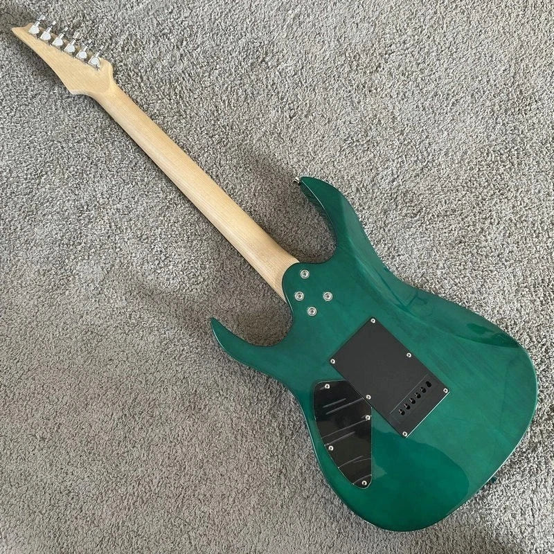Transparent Green Superstrat Electric Guitar, Basswood Body, Maple Neck Rosewood