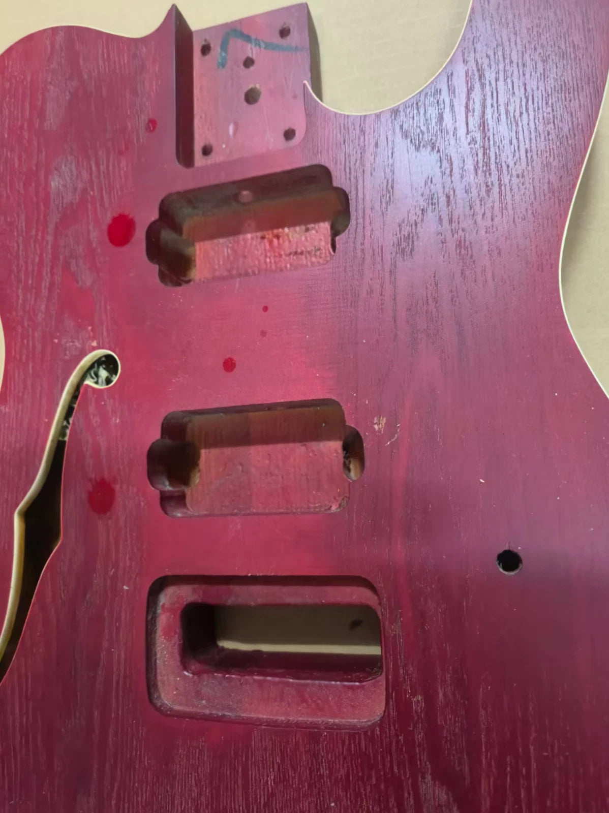 Red HH Guitar Single Cut Body with F Hole Fit Tele TL