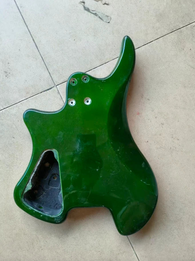 Green Burst Quilted Maple Top HH Basswood Headless Guitar Body DIY Project