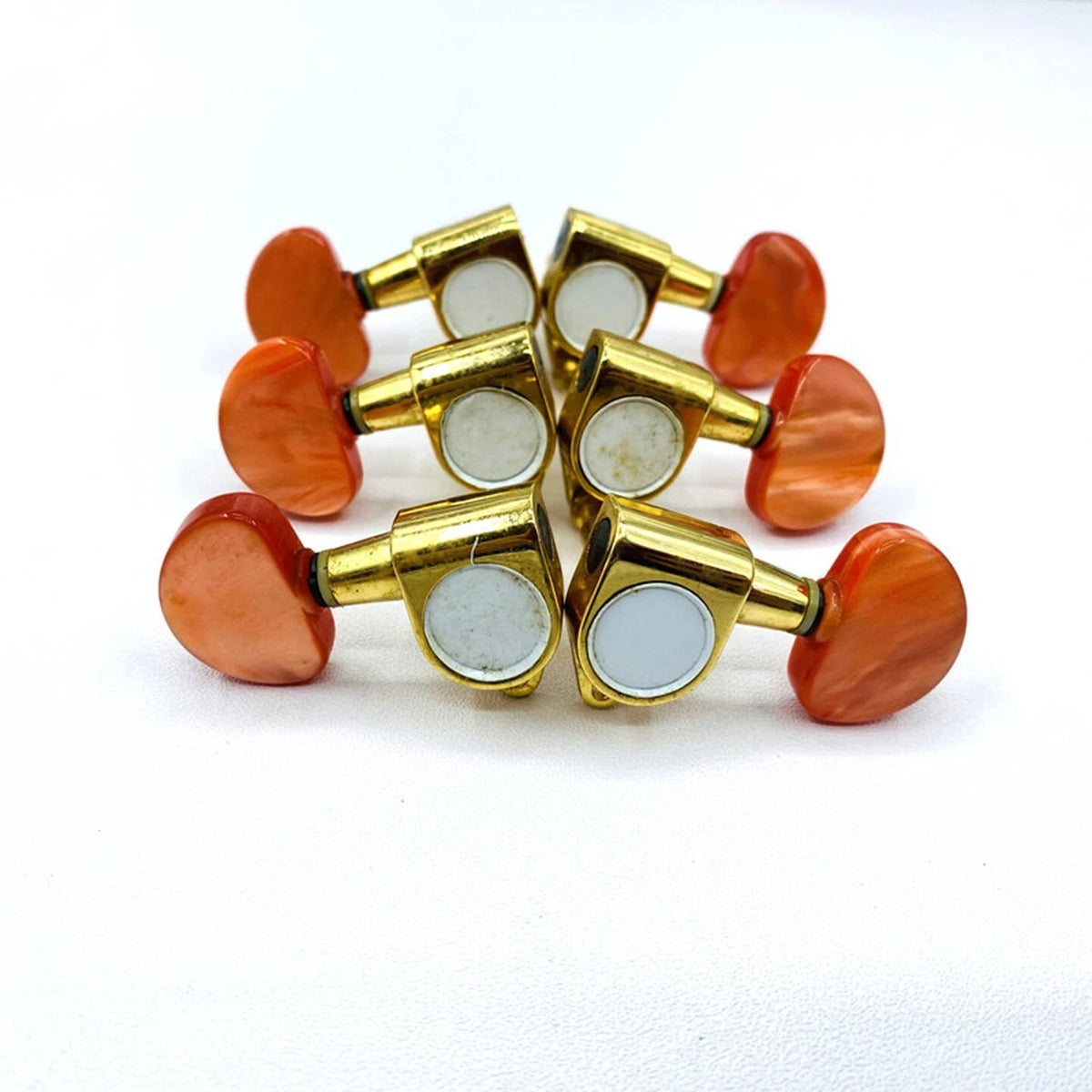 Gold 3x3 Guitar Machine Heads Tuning Pegs Keys with Orange Buttons