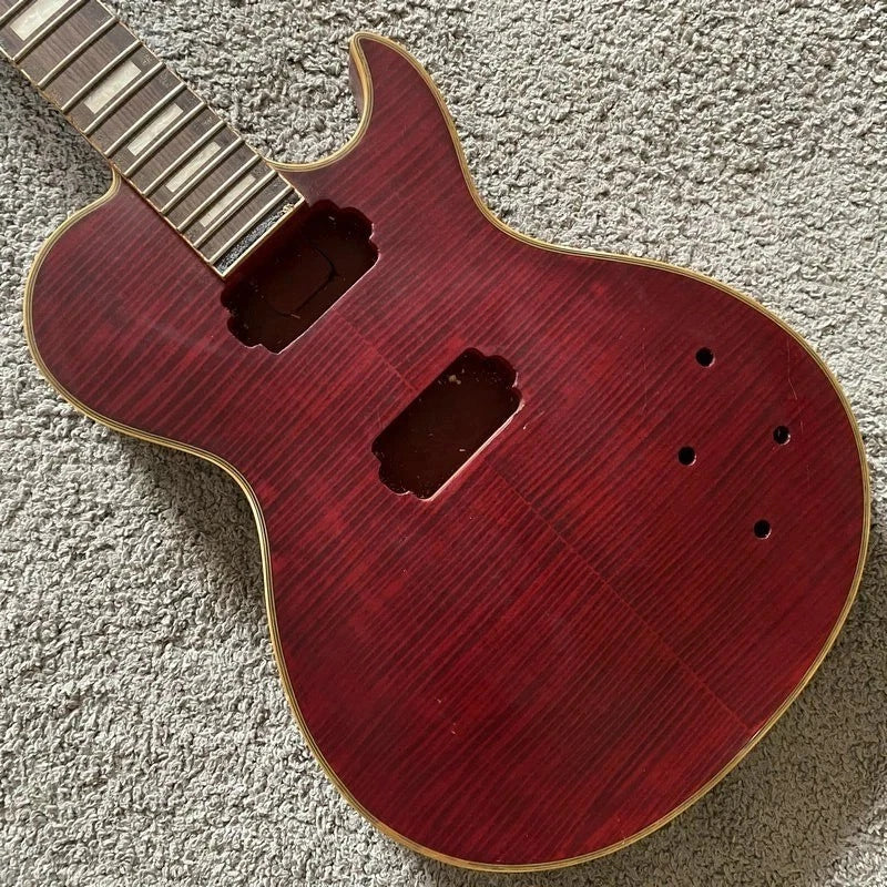 DeVille Red Tiger Maple Top Guitar Body, Rosewood Fingerboard Neck