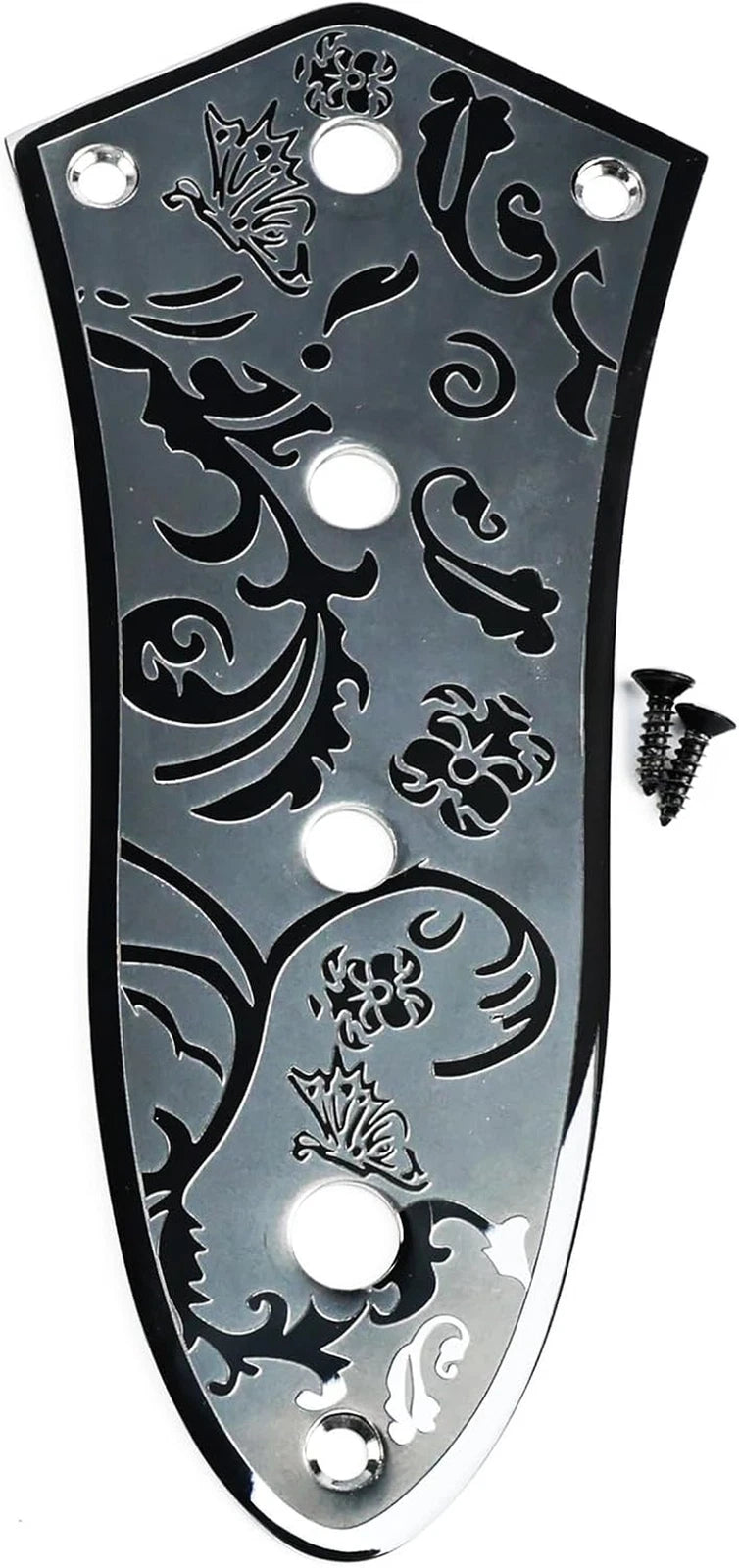 Guitar Black Carved 4 String Bass Control Plate Panel Fit Jazz Bass