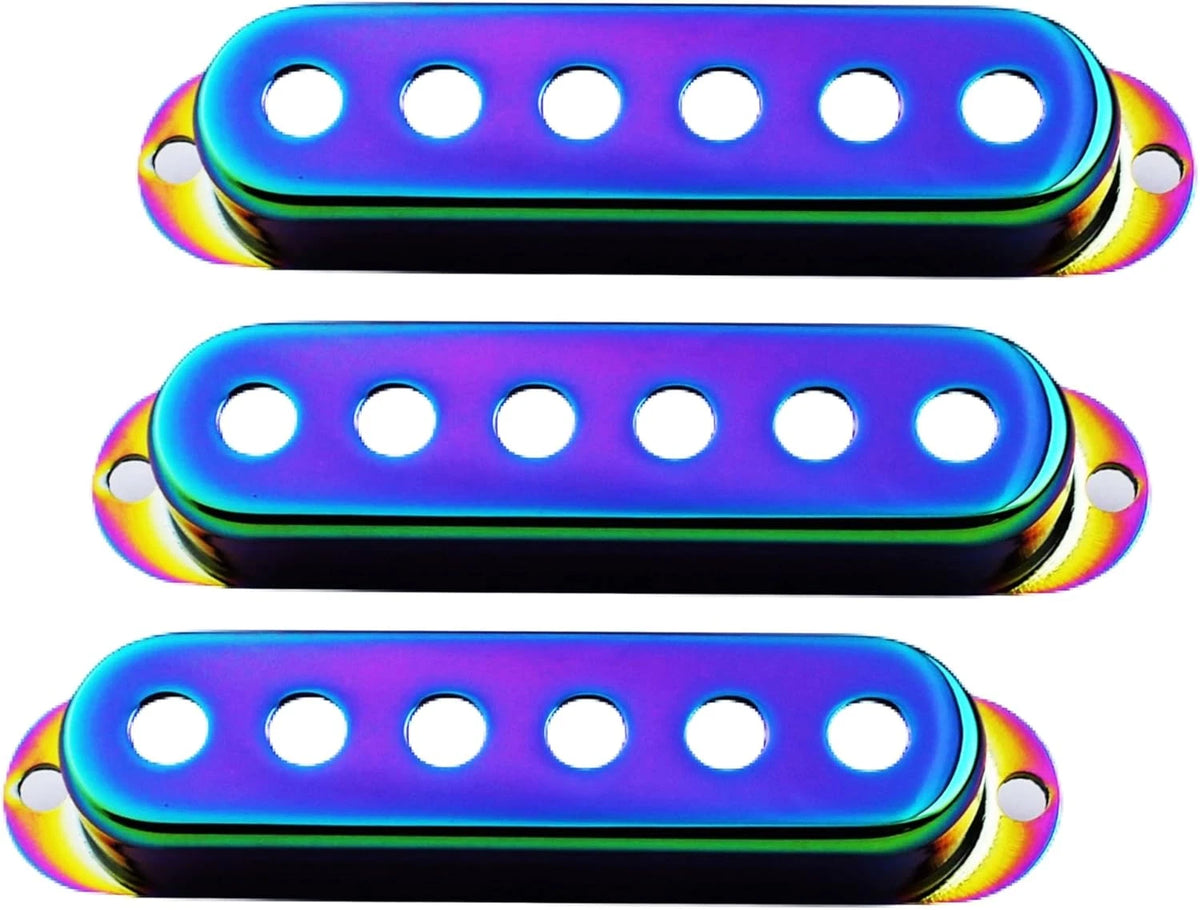Rainbow Finish Metal Guitar Single Coil Pickups Covers 52MM Fit STrat