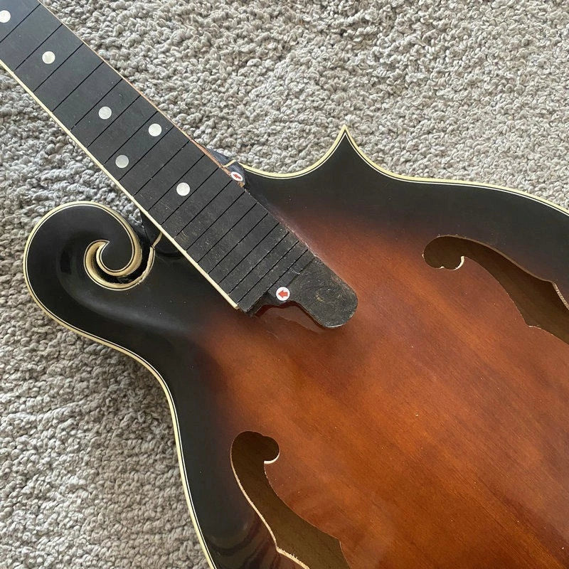 Sunburst Mahogany Wood 8 String Mandolin Body, Ebony Fingerboard Neck