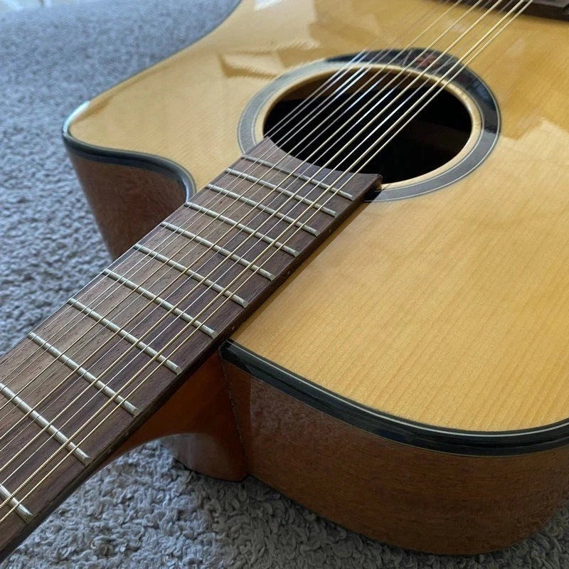 LAG 12-String Acoustic Electric Guitar, Mahogany Neck, Rosewood Fingerboard