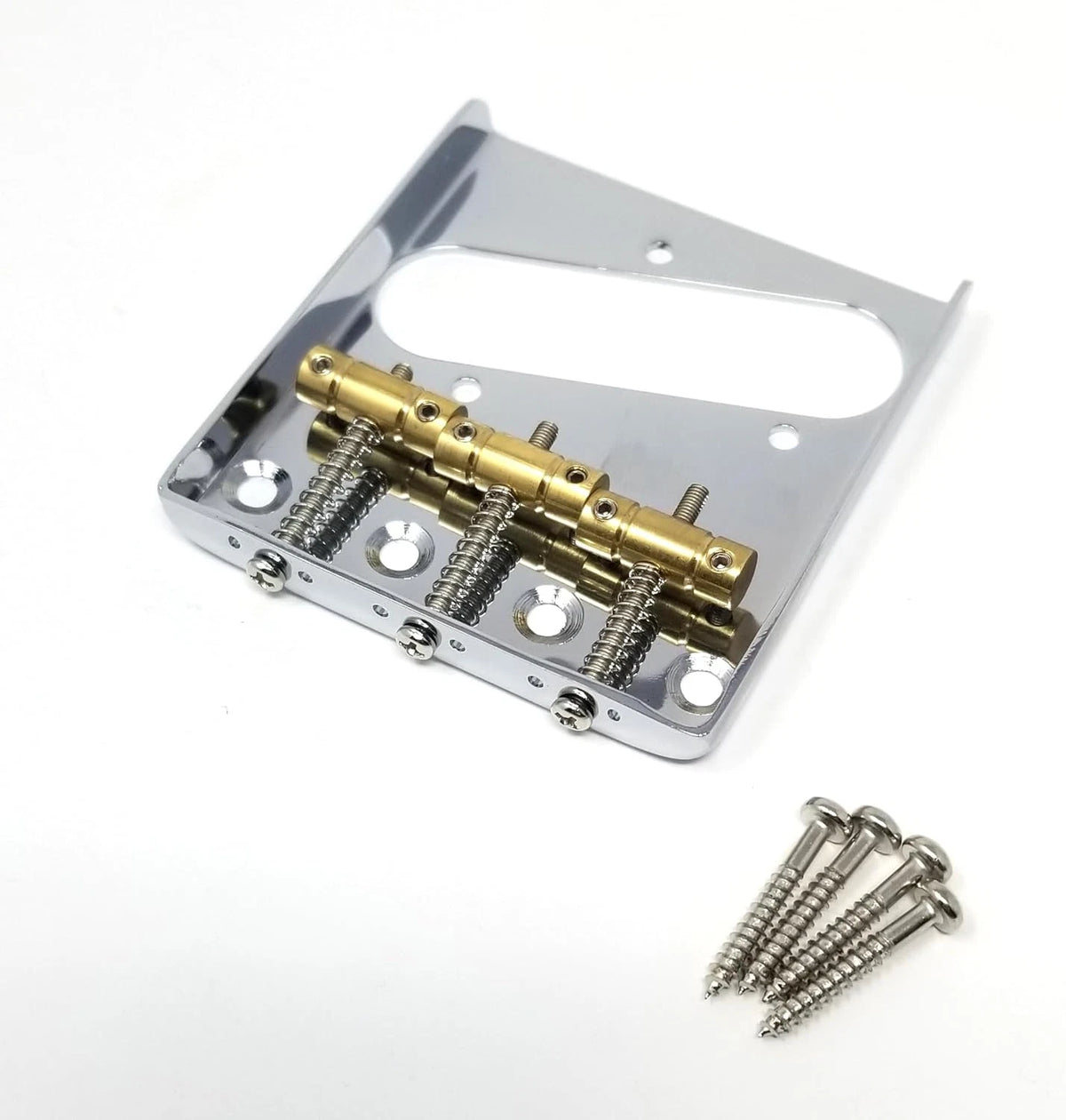Chrome Left Handed Guitar Ashtray Bridge Brass Saddles Fit Telecaster Tele