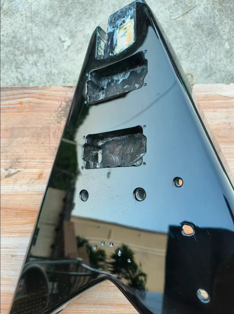 HH Glossy Black Guitar Basswood Body DIY Project Fit Flying V