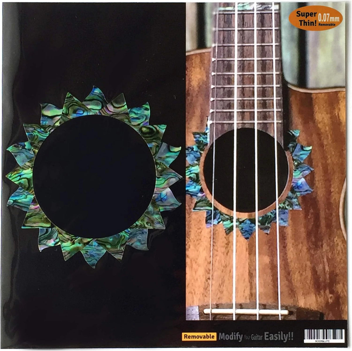 Abalone Sunflower Ukulele Soundhole Rosette Inlay Sticker Decal