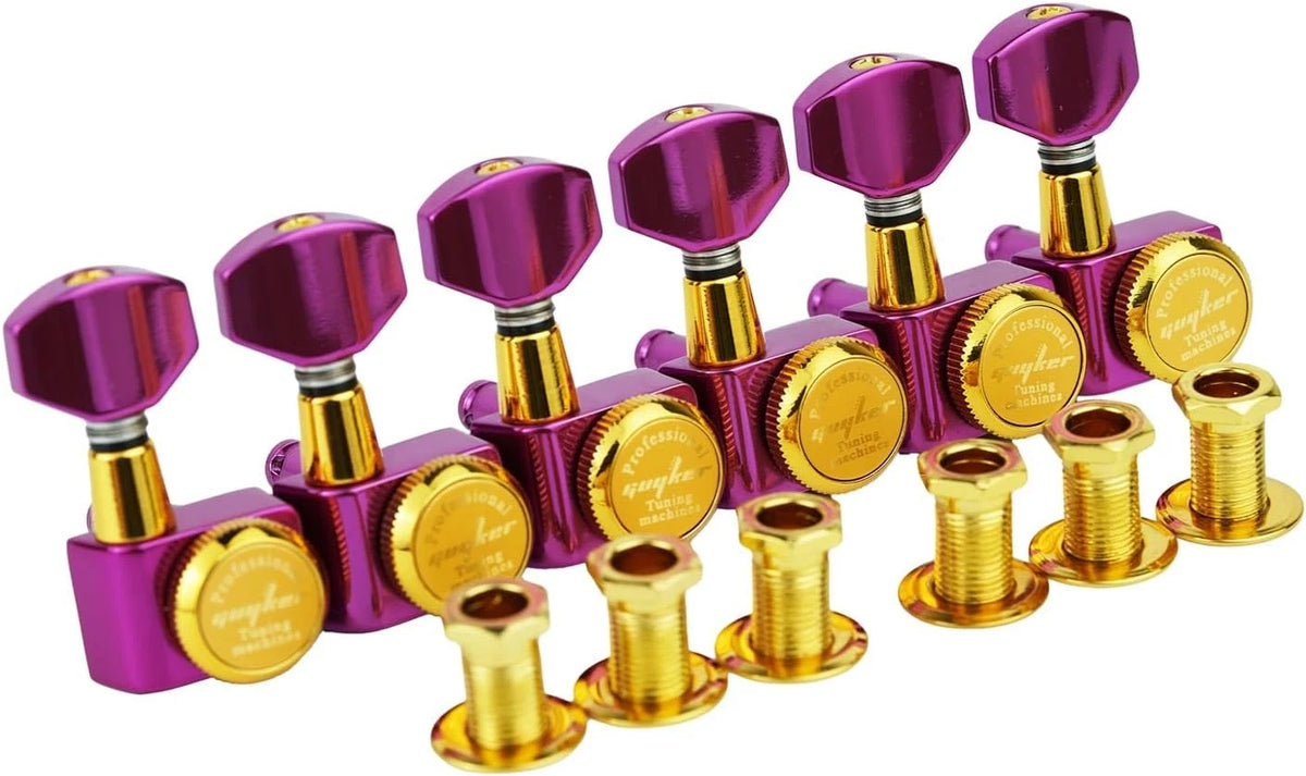 Pink Gold Inline Guitar 6R Locking Tuning Pegs Machine Heads Fit Strat Tele