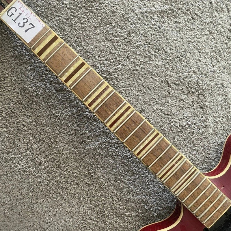 Semi Hollow Guitar Set in Red, Tiger Maple Body, Mahogany Neck