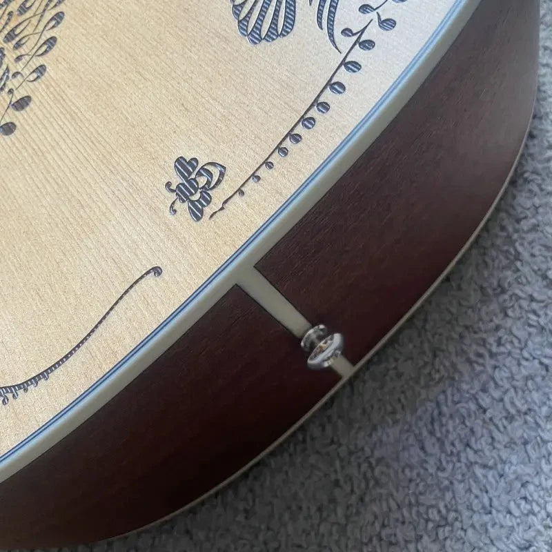 Luna Folk Acoustic Guitar, Hena Oasis Top, Mahogany Neck, Rosewood Fingerboard