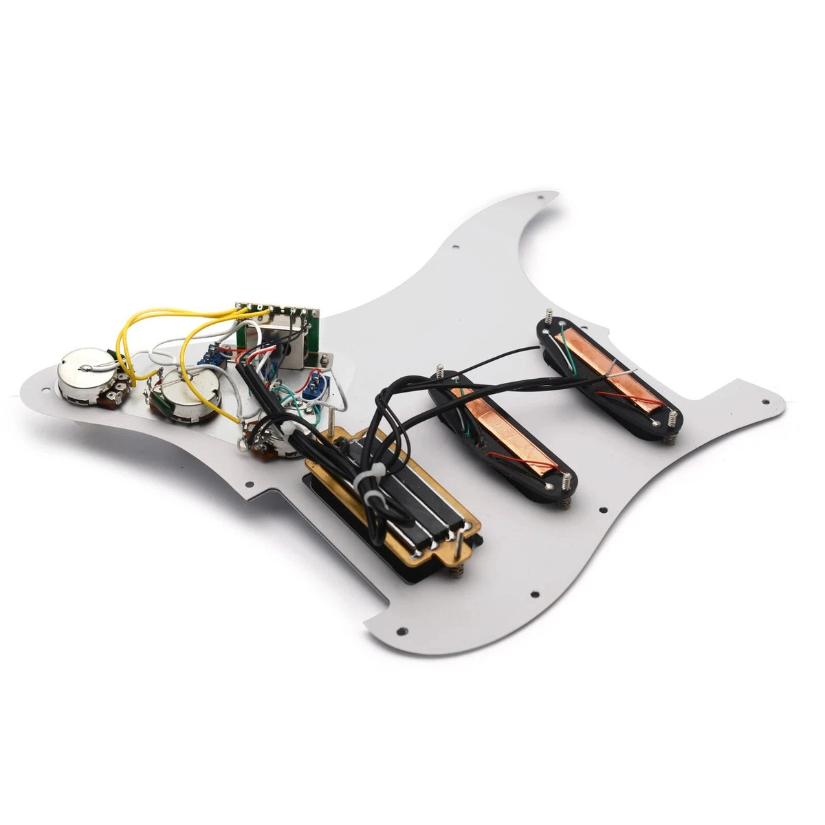 HSS White Pearl Guitar Loaded Prewired Pickguard, Dual Rail Pickups Fit Strat ST