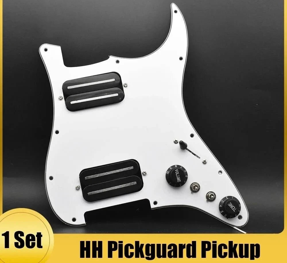 HH White Guitar Prewired Loaded Pickguard, Dual Rail Humbucker Pickups Fit Strat