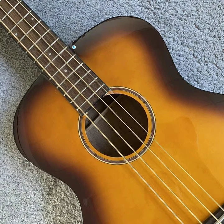 Sunburst 4-String Acoustic Bass Guitar. Mahogany Neck, 20 Frets