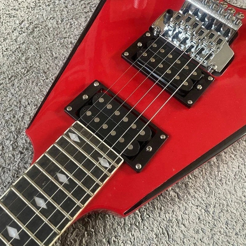 Red Electric Guitar, Floyd Rose Tremolo, Rosewood Fingerboard, V Shaped Body