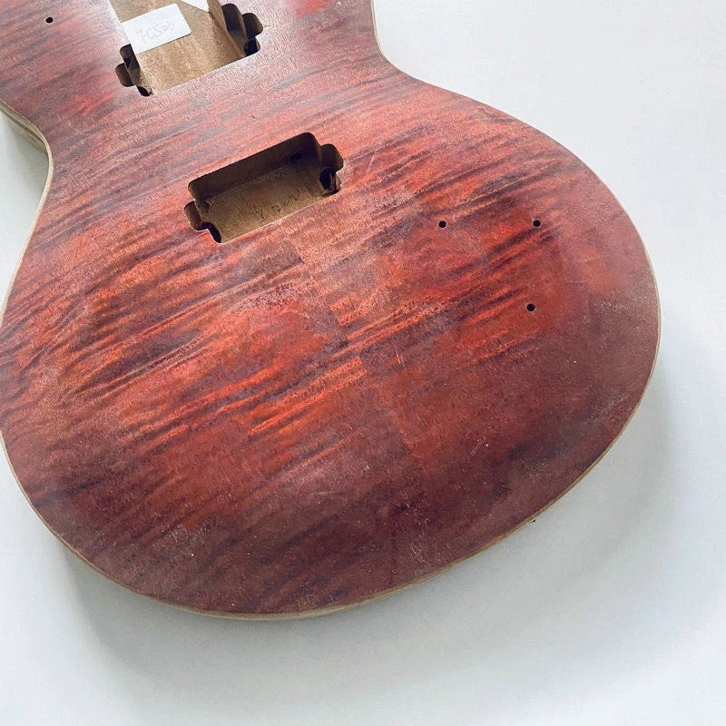Mahogany Wood Single Cut Guitar Body with Tiger Maple Top DIY Project