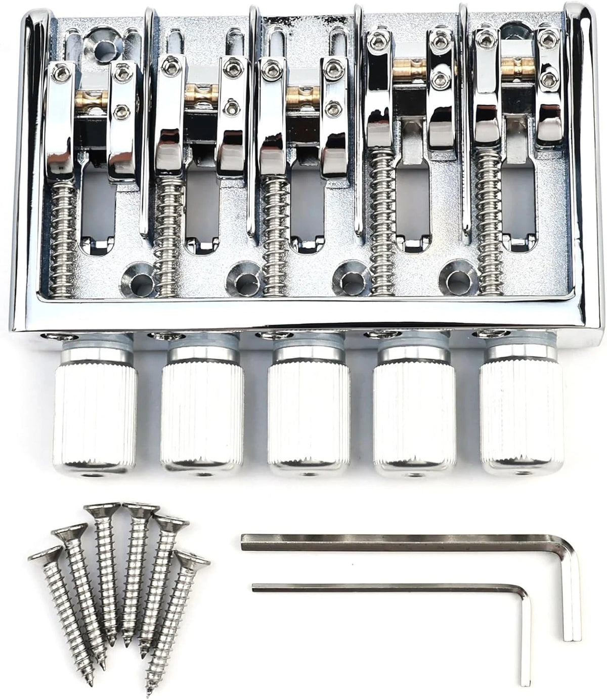 High Mass 5 String Headless Bass Bridge System in Chrome