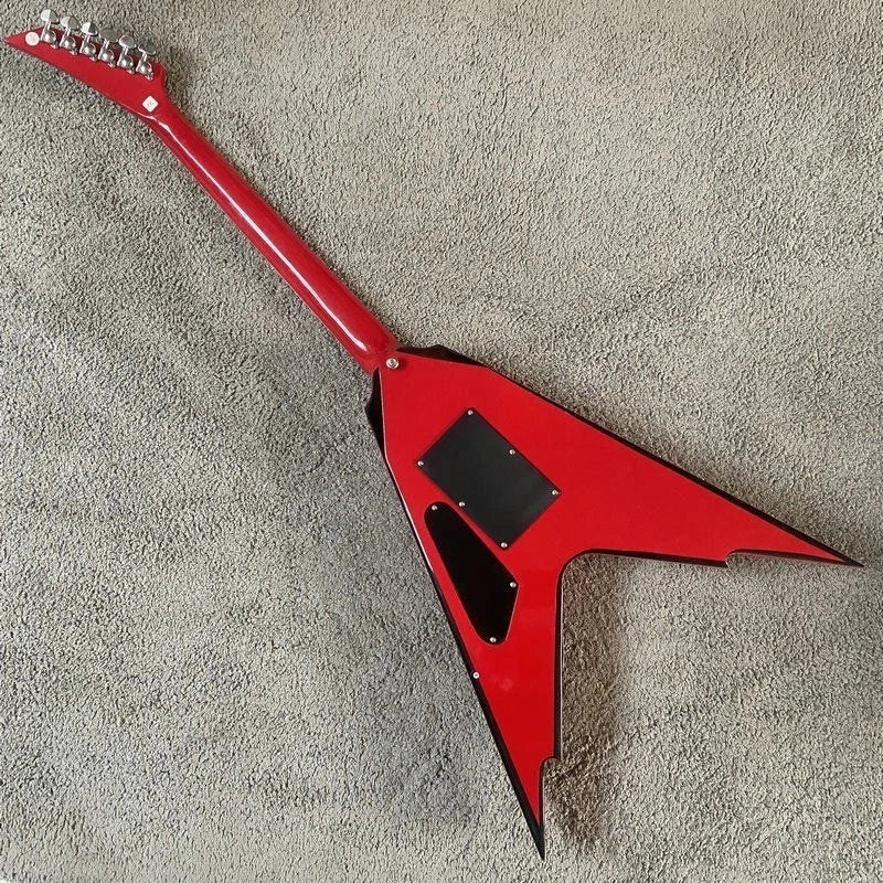 Red Electric Guitar, Floyd Rose Tremolo, Rosewood Fingerboard, V Shaped Body