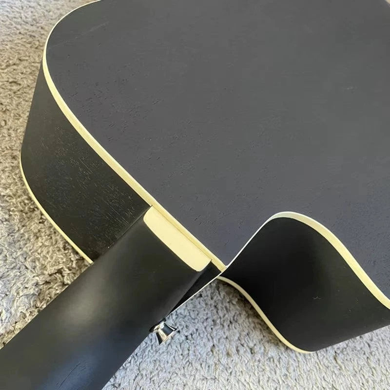 Matte Black 12-String Mahogany Acoustic Guitar, Rosewood Fingerboard Neck