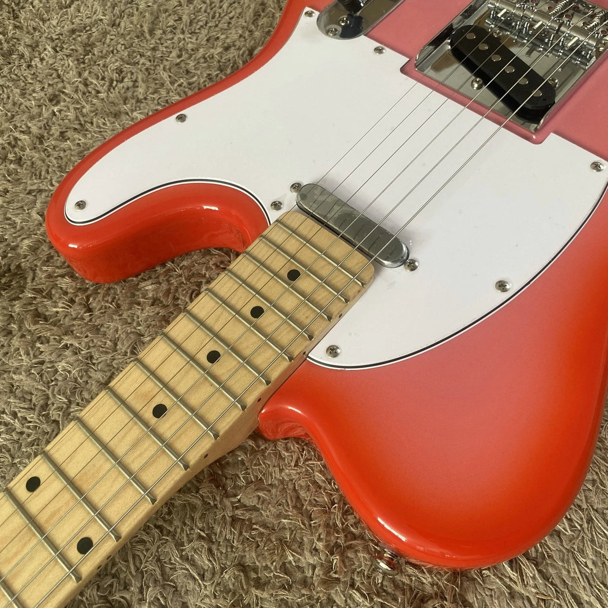 Pink Burst Electric Guitar, Basswood Body, Maple Neck