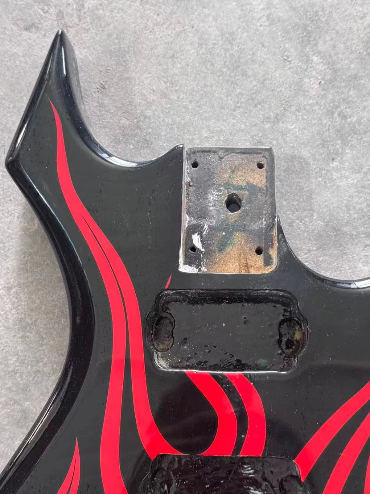 Black with Red Top HH Guitar Solid Basswood Body Fit Warlock