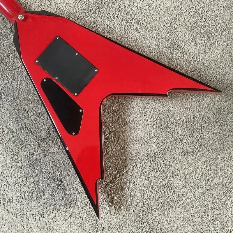 Red Electric Guitar, Floyd Rose Tremolo, Rosewood Fingerboard, V Shaped Body