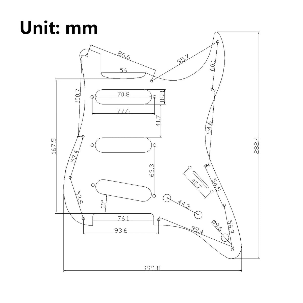 SSS Loaded Pickguard with Dual-Rail Mini Humbuckers Coil-Split Controls Fit ST