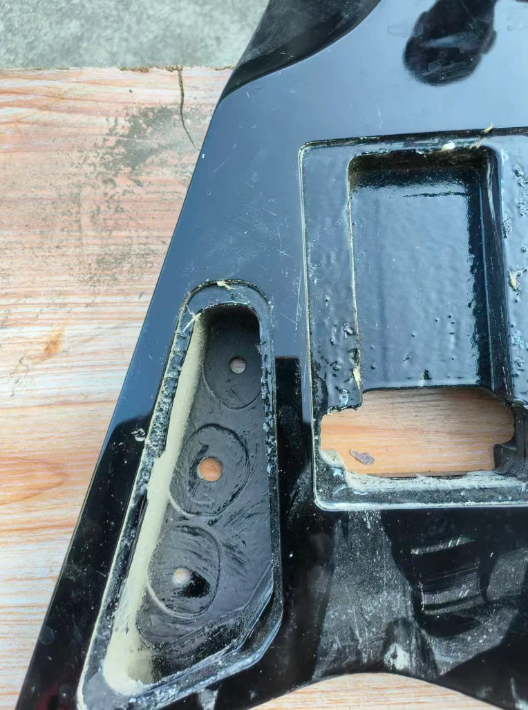 Gloss Black HH Guitar Body, Double Locking Bridge For Flying V DIY Project