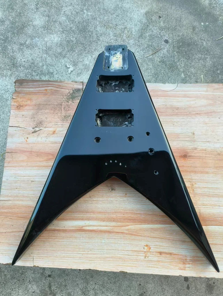 HH Glossy Black Guitar Basswood Body DIY Project Fit Flying V