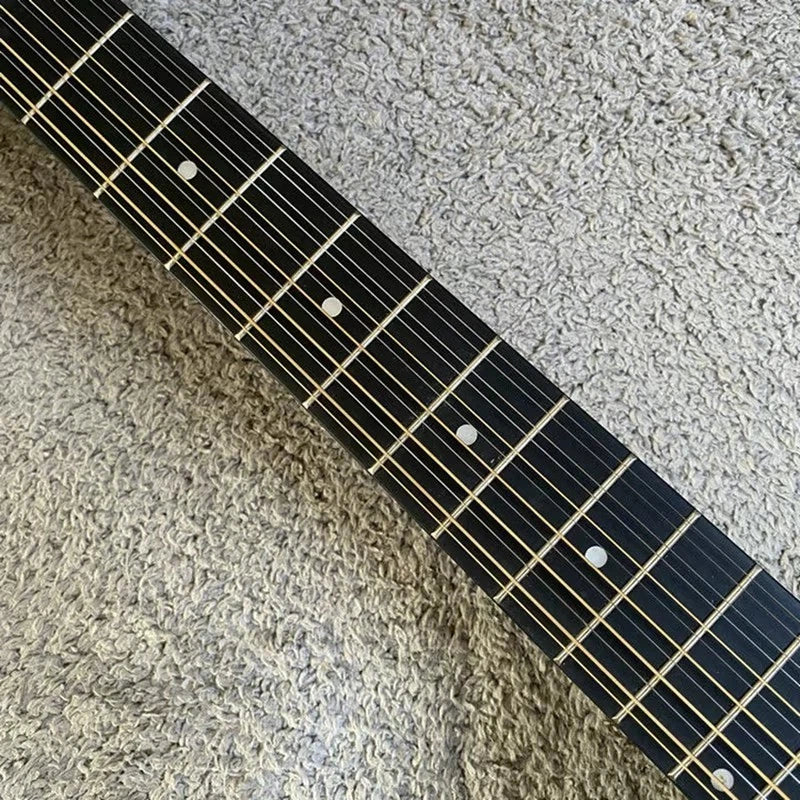 Matte Black 12-String Mahogany Acoustic Guitar, Rosewood Fingerboard Neck