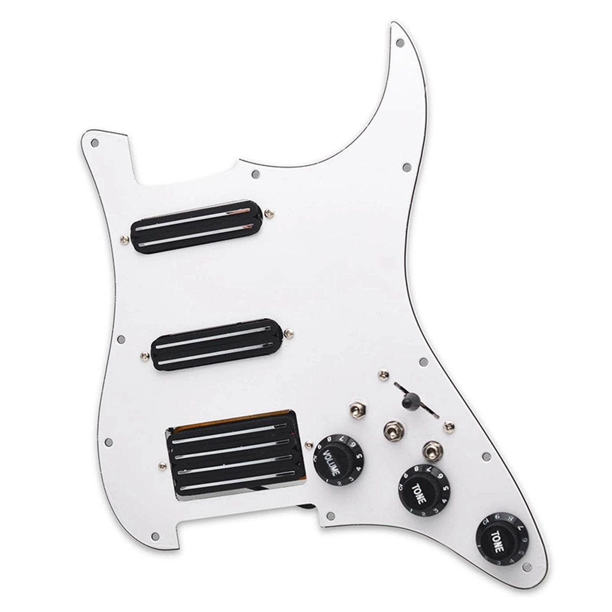 HSS White Guitar Loaded Prewired Pickguard, Dual Blades Pickups Fit Strat ST