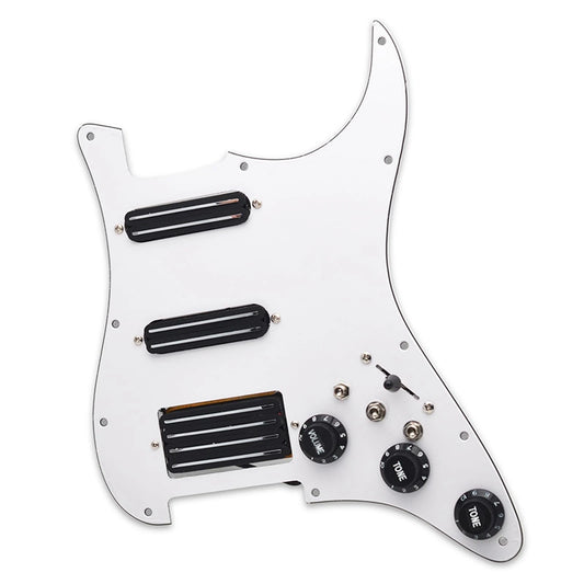 HSS White Guitar Loaded Prewired Pickguard, Dual Blades Pickups Fit Strat ST