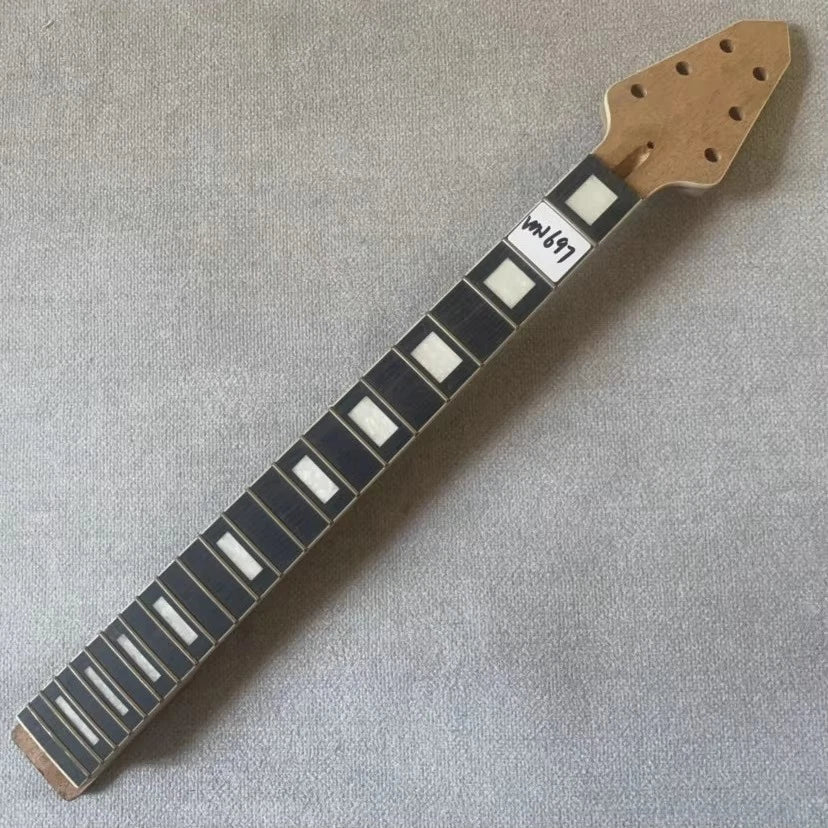 Mahogany Wood Electric Guitar Neck, 22 Frets, L3R3 Tuners, White Blocks