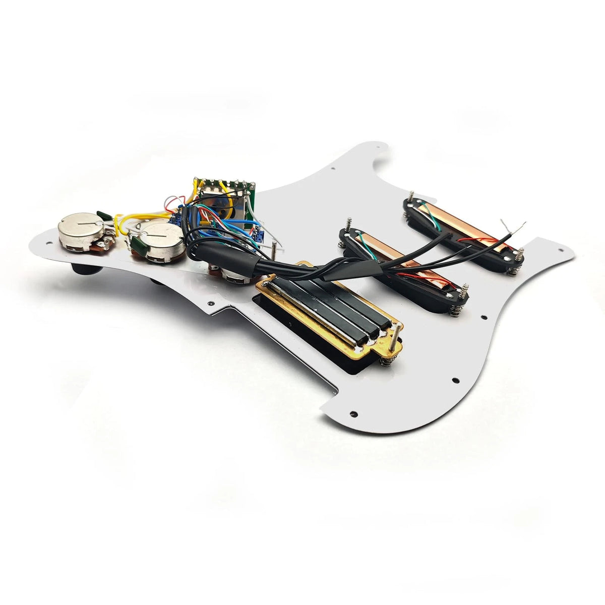 HSS White Guitar Loaded Prewired Pickguard, Dual Blades Pickups Fit Strat ST