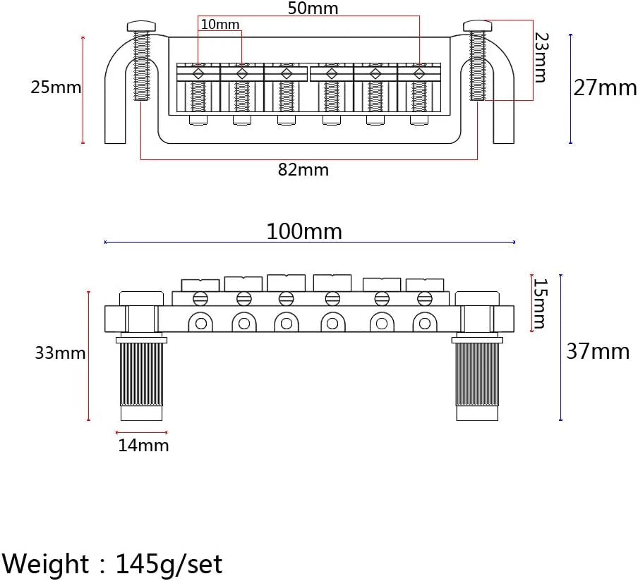 Gold Guitar Wraparound Tune-O-Matic Bridge Fit Epiphone,Ibane<wbr/>z,Gibson,PRS,B<wbr/>urny