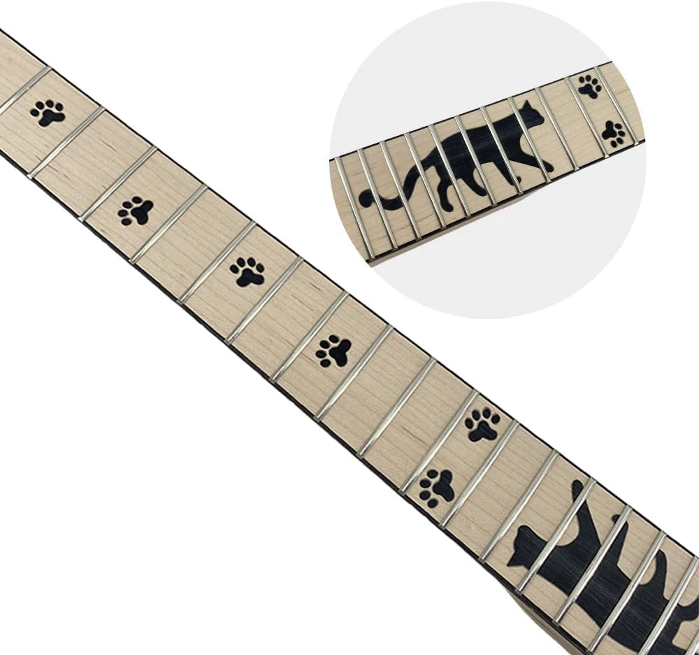 Electric Guitar Maple Wood Neck 22 Frets Fingerboard Walking Cat Fretboard Inlay
