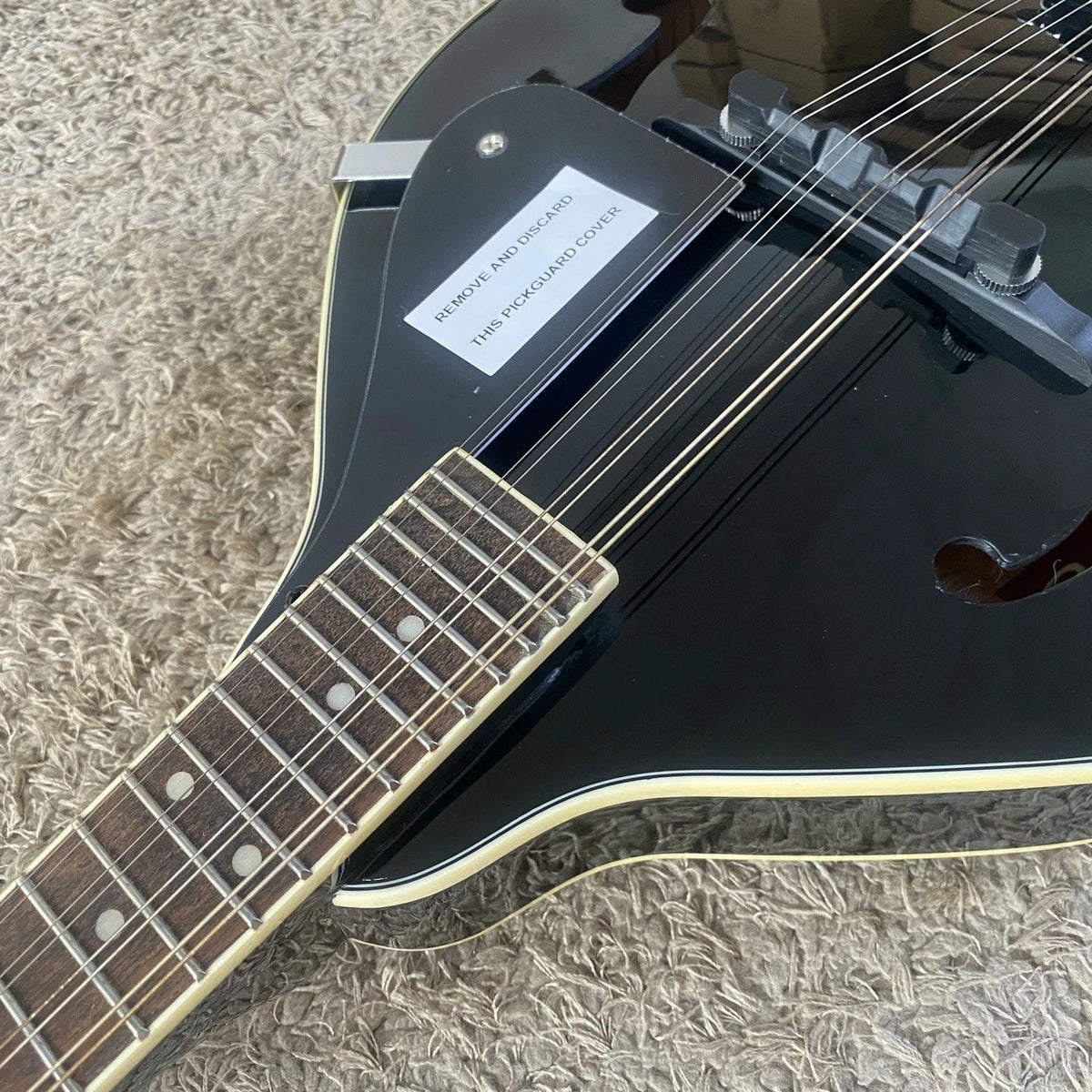 Black 8 String Mandolin, Mahogany Neck, Rosewood Fingerboard 20 Frets