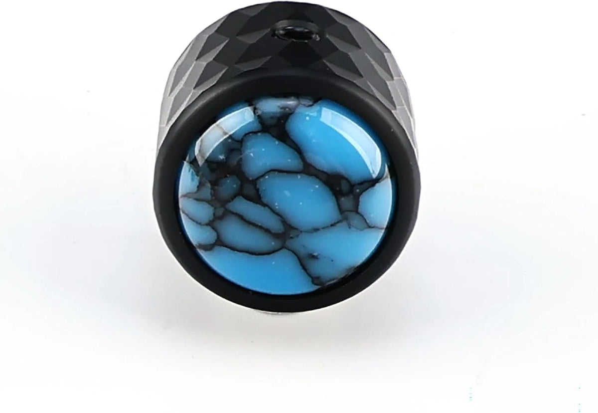 2x Aluminum Guitar Bass Control Knobs Blue Top Fit Schecter,Jacks<wbr/>on,Peavey,Cort
