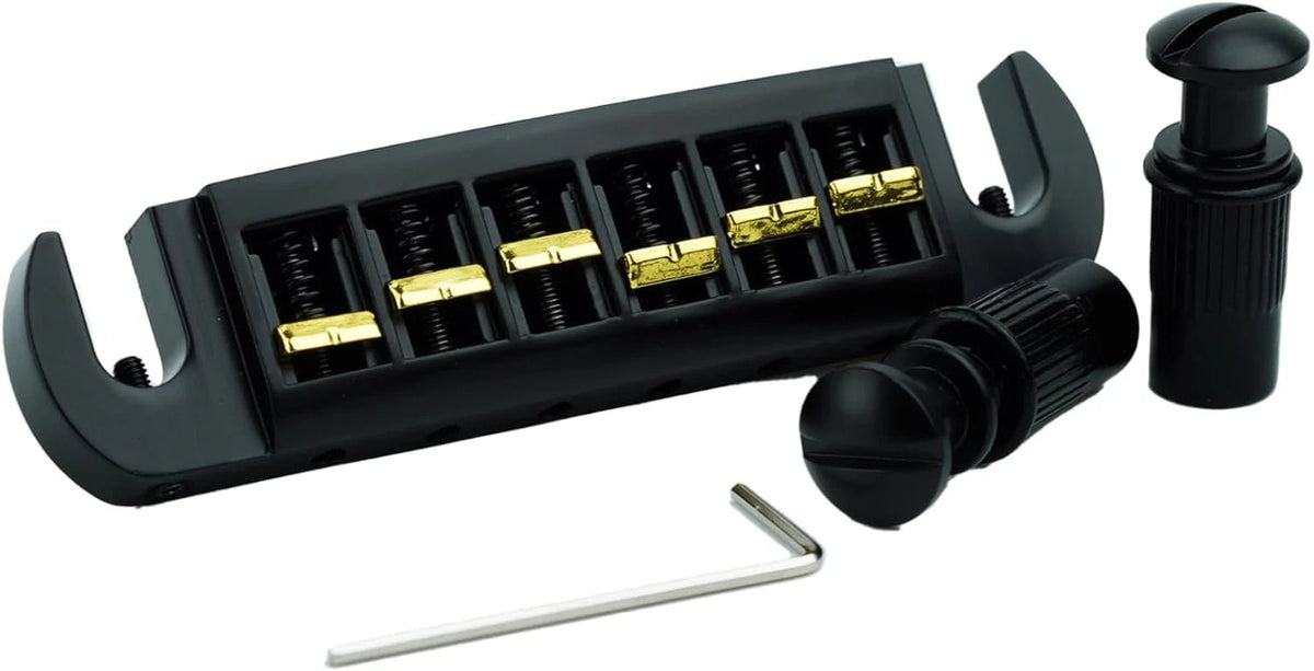 Black Wraparound Guitar Brass Saddles Tailpiece Bridge Fit Les Paul LP SG ES