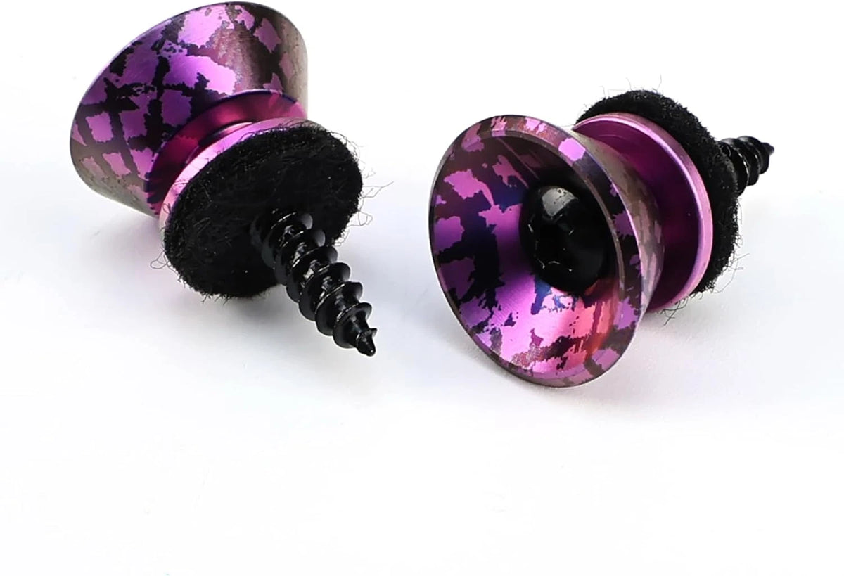 2pcs Splashed Purple Titanium Guitar Bass Strap Lock Buttons