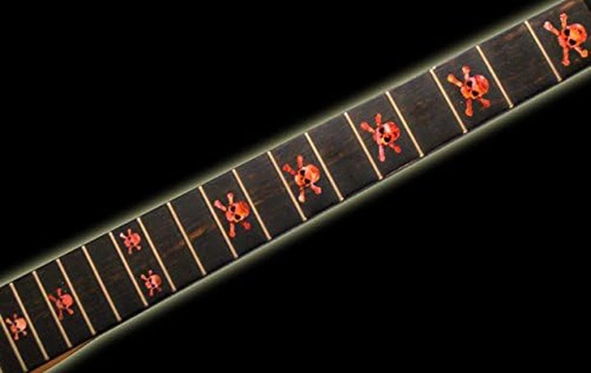 Abalone Red Guitar Fingerboard Fretboard Inlay Sticker Skull Heads Decals